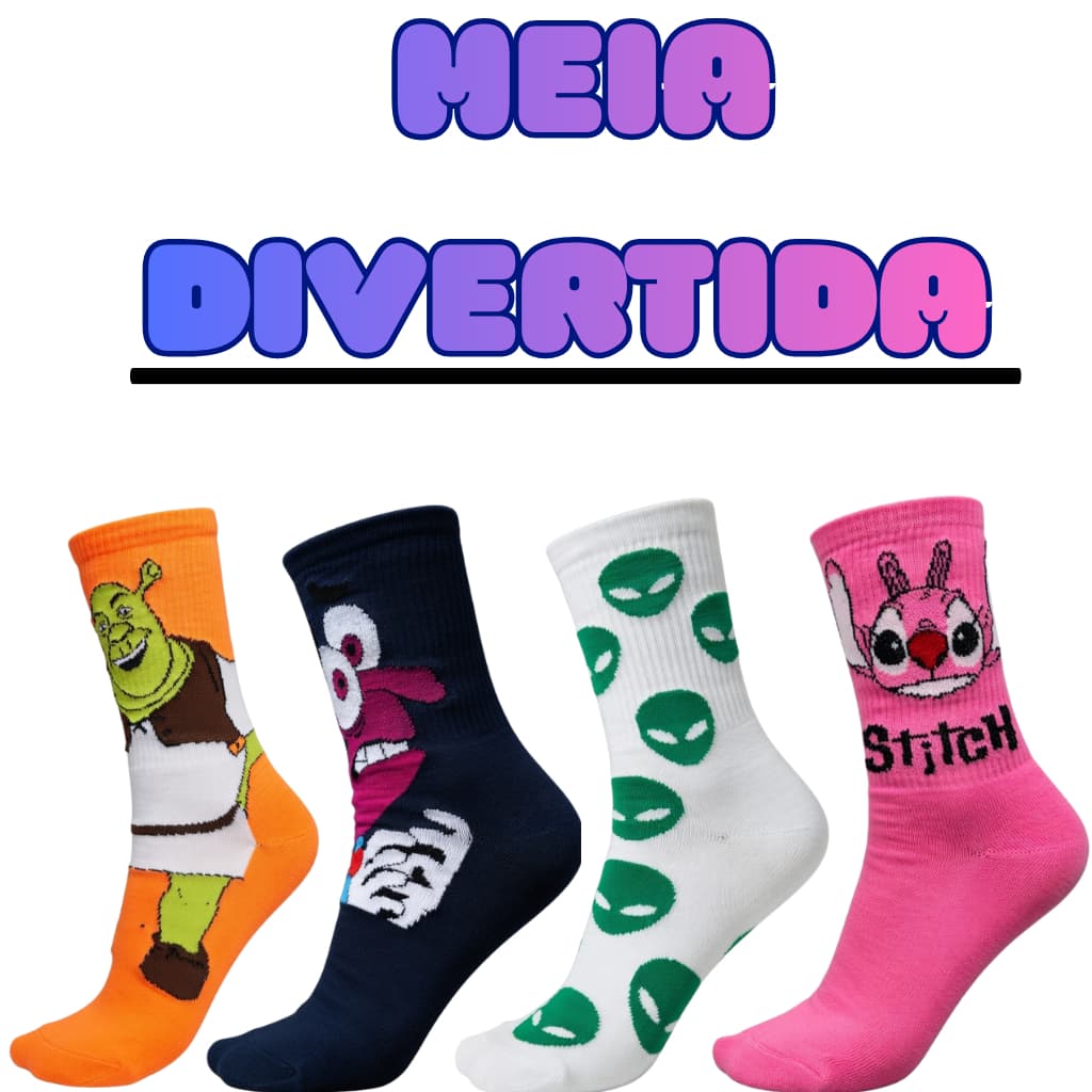 1 Par De Novas Meias Masculinas De Anime Filme Femininas De Algodão Panturrilha Divertidas De Personalidade Hip-Hop
