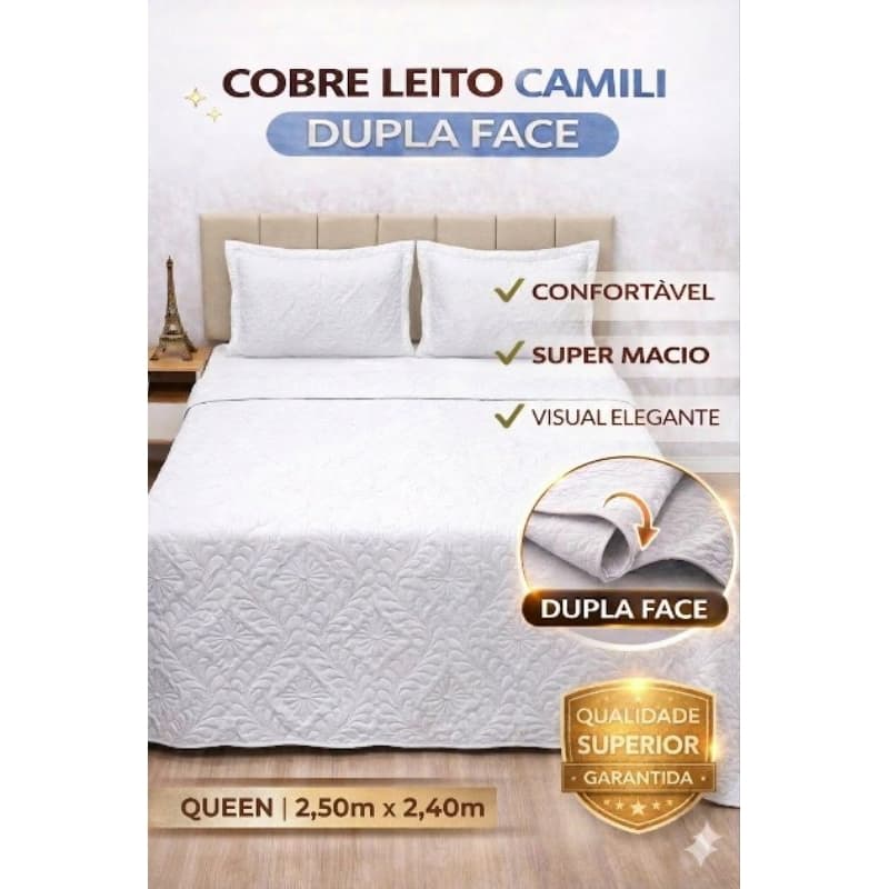 Cobre Leito Queen Dupla Face  Camili Ultrassônico Colcha Leve Macia Moderna