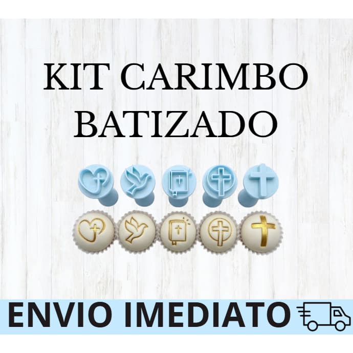 Batizado Kit 5 Carimbos Religião Primeira Comunhão Para Brigadeiro Gourmet
