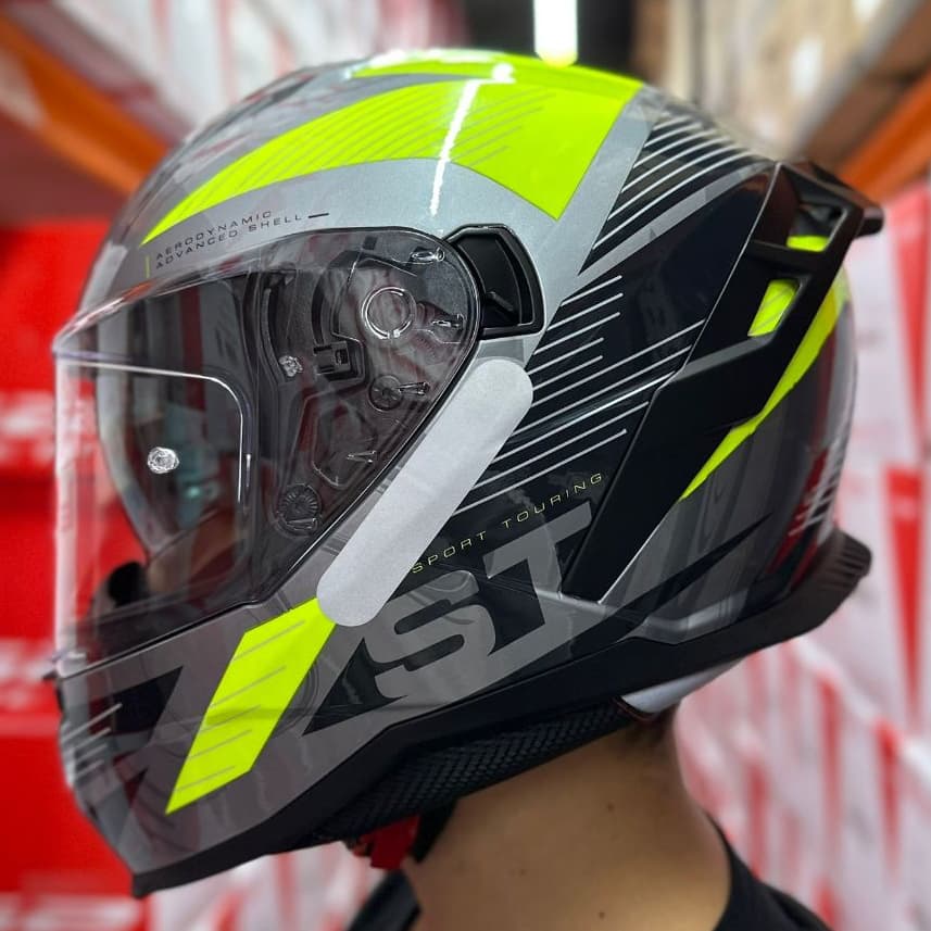 CAPACETE NORISK STRADA 2 C/ ÓCULOS SOLAR NOVO ST PRETO AMARELO + SPOILER AEROFÓLIO ESPORTIVO
