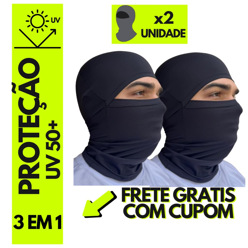 KIT 2 Balaclava toca ninja UV Pescaria Motoqueiro Entregador Frio Proteção UV moto termico