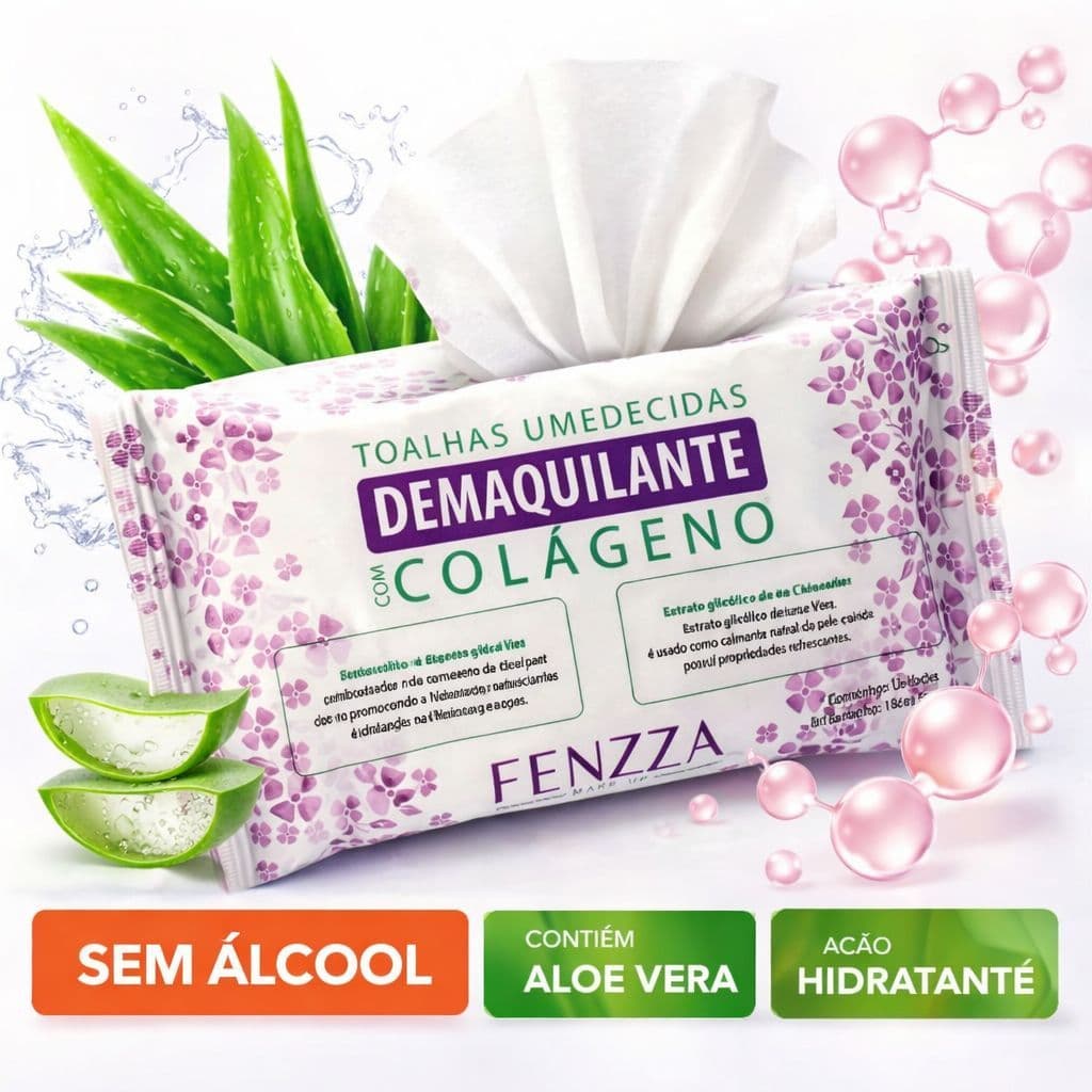 Toalhas Umedecidas Demaquilantes com Colágeno – Fenzza