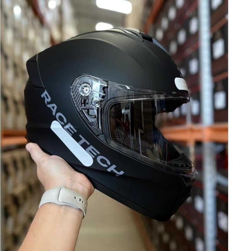 Capacete Race Tech Hit Preto Fosco Monocolor Fechado + narigueira masculino feminino Original Novo
