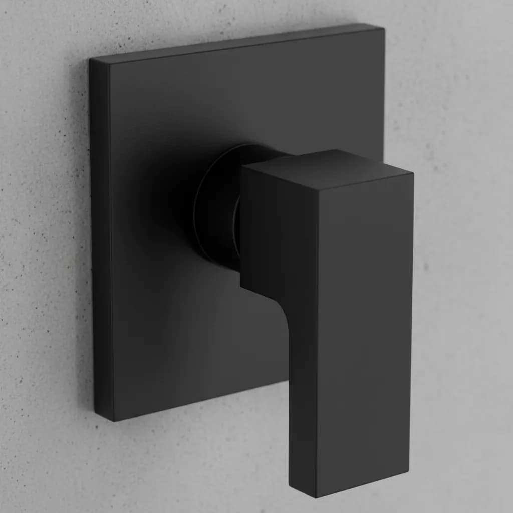 Acabamento Quadrado Preto Fosco em Metal Premium Registro e Chuveiro Compatível Design Moderno