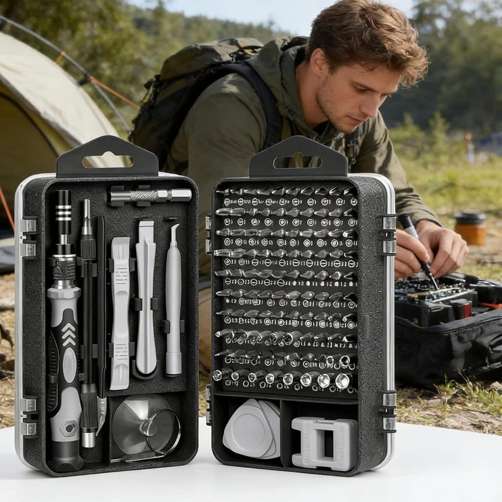 Kit de Ferramentas de Precisão 115 em 1 com Pontas Magnéticas + Estojo – Prata