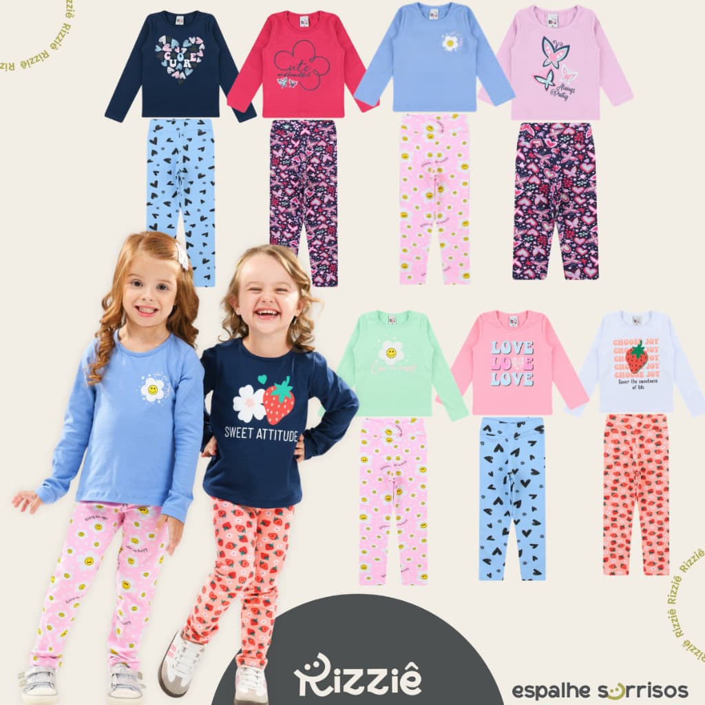 kit 6 Peças Inverno 3 Calças Legging + 3 Blusas de Meia Estação  Menina Conjunto Infantis Promoção Modelo 1 ao 16 anos.