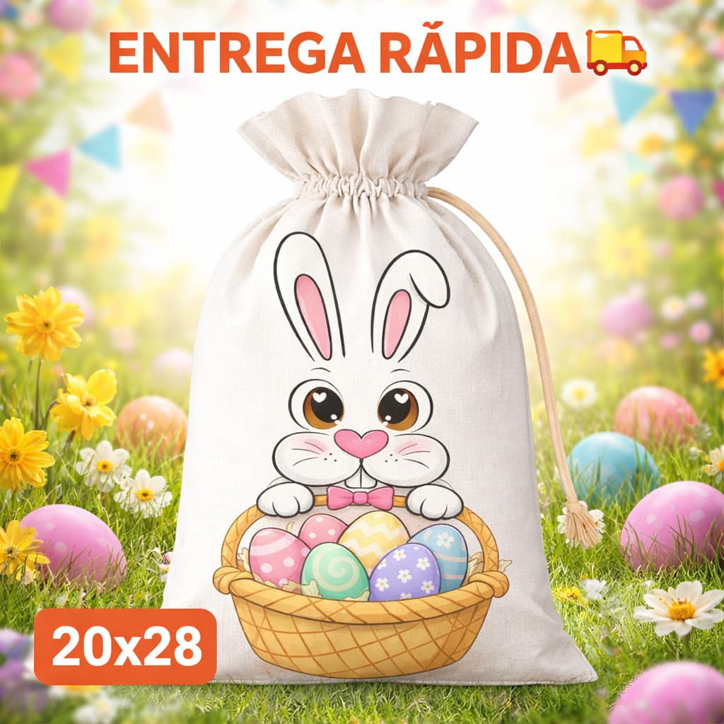 Saquinho Surpresa Páscoa Porta Ovos Chocolates Embalagem Decorativa Coelhinho Presente