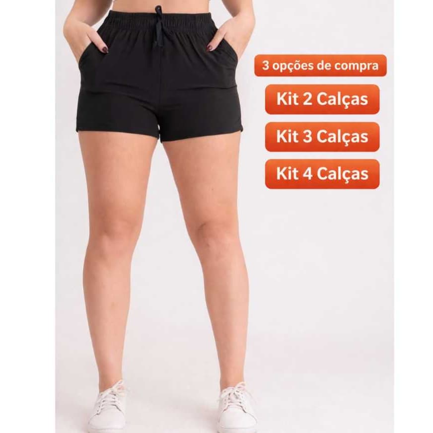 KIT 2,3,4 BERMUDA FEMININA TACTEL ELASTANO PARA PRAIA,PARA ACADEMIA,CASUAL,DIA A DIA SECAGEM RÁPIDA