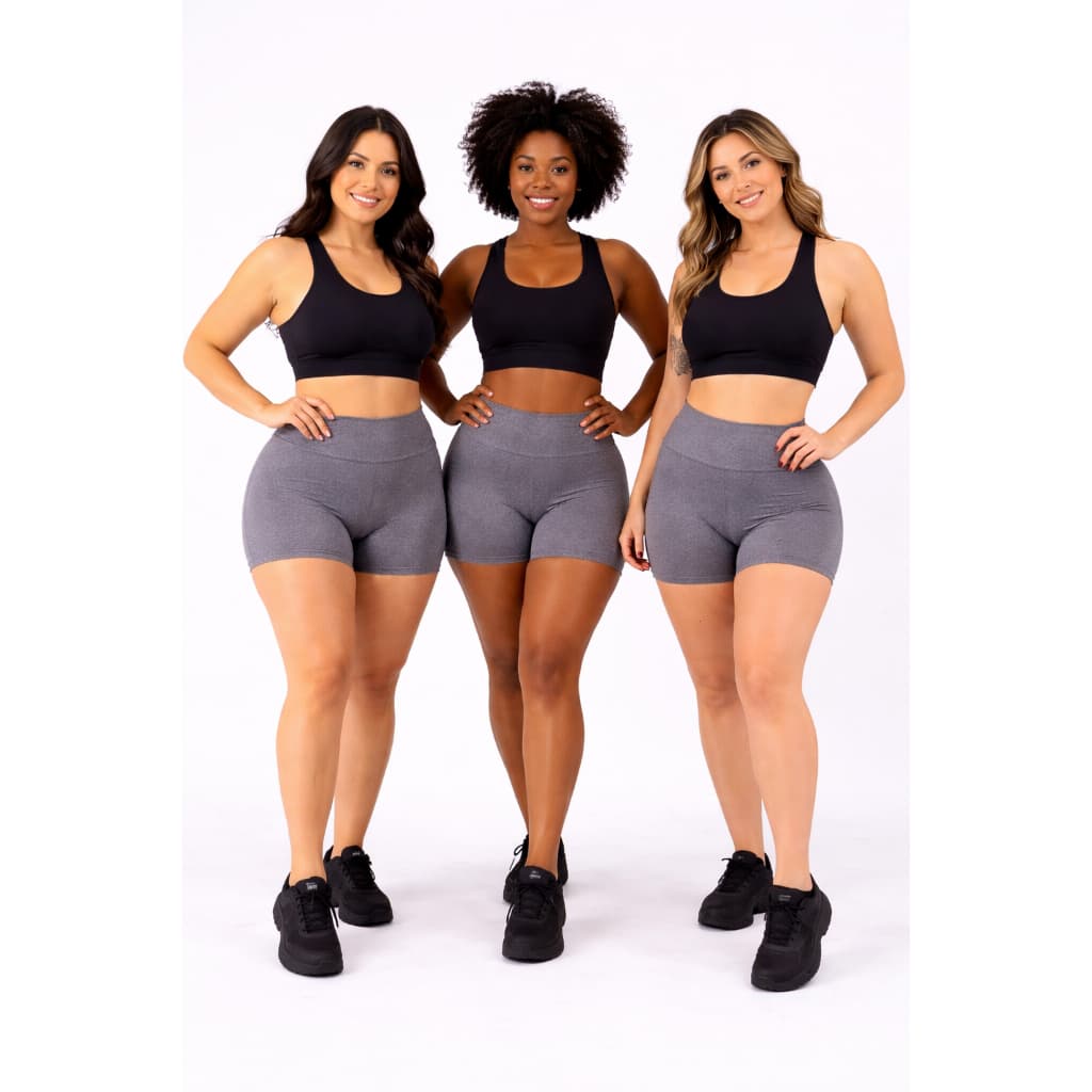 Kit 3 Shorts Legging Feminino Meia Coxa Cintura Alta Bermuda Zero Transparência Grosso