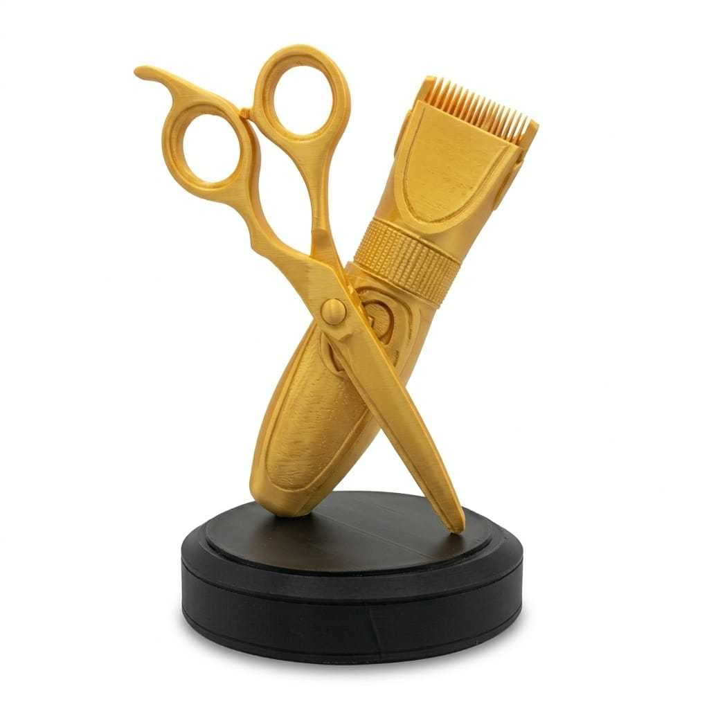 Escultura Decorativa Barbearia Tesoura e Máquina Para Decoração Salão Casa e Escritório