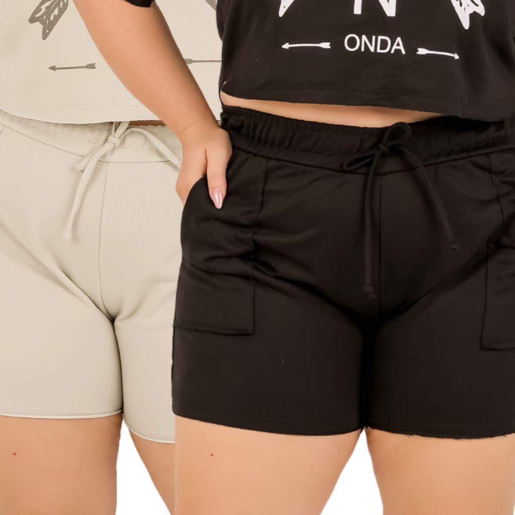 Kit 2 Shorts Femininos Calção Verão Treino Short Plus Size