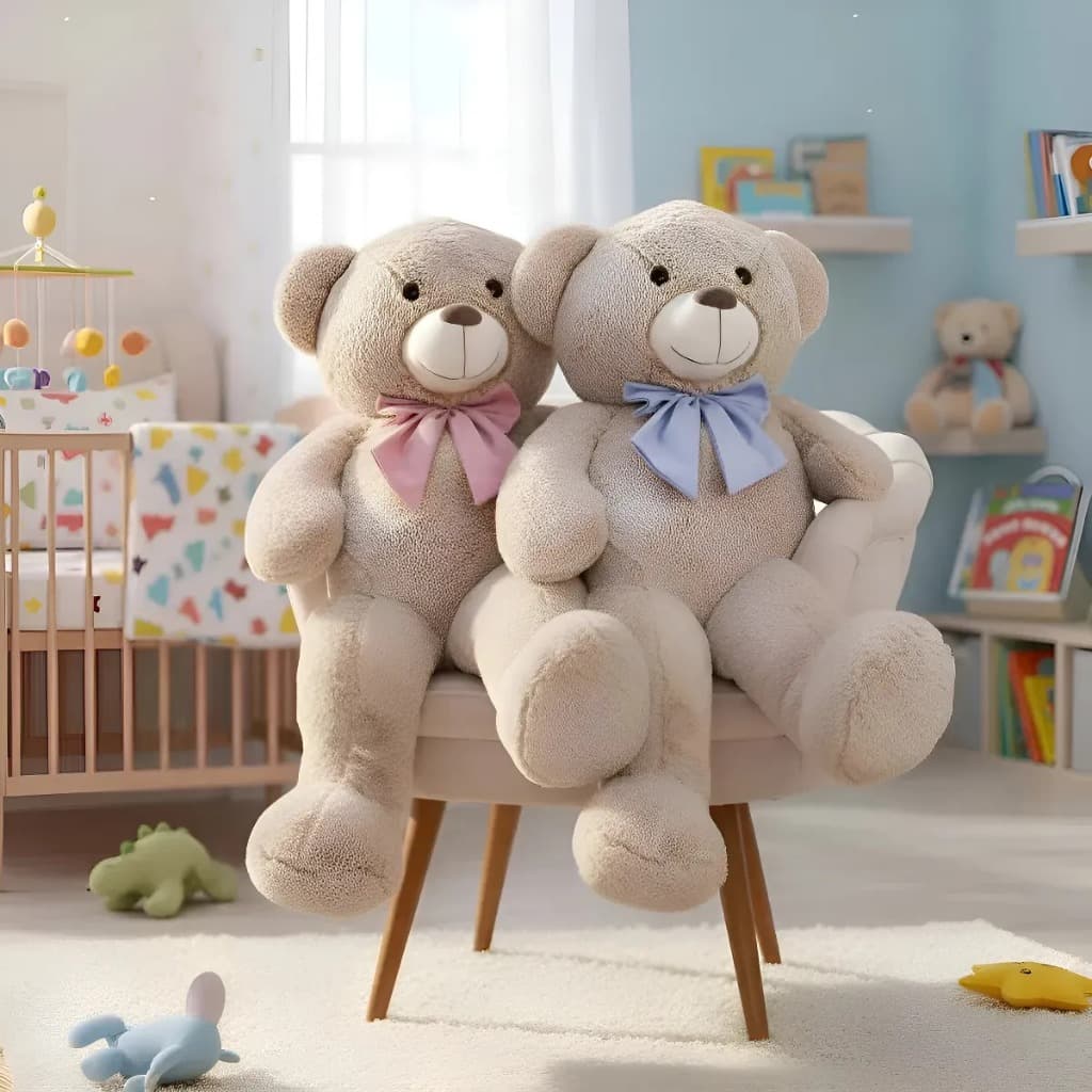 Ursos de Pelúcia Teddy Gigante Chá Revelação Menino Menina Bebê Presente Luxo kit com 2 peças