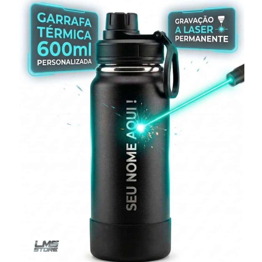 garrafa térmica de água Personalizada 600mL | Premium com Gravação a Laser –Ideal Para Água Café Academia