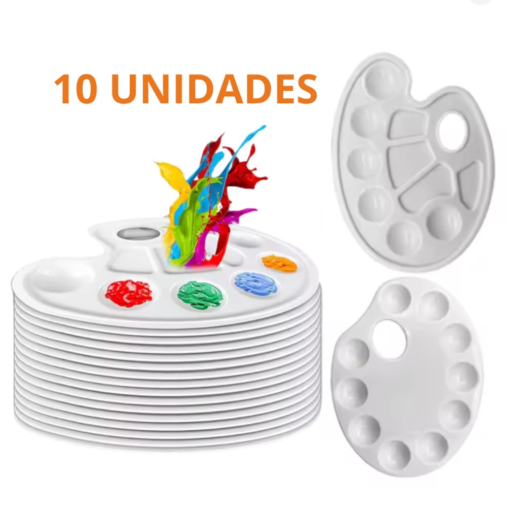 Kit Com 10 Paletas Para Pintura Artística Acrílica, Aquarela