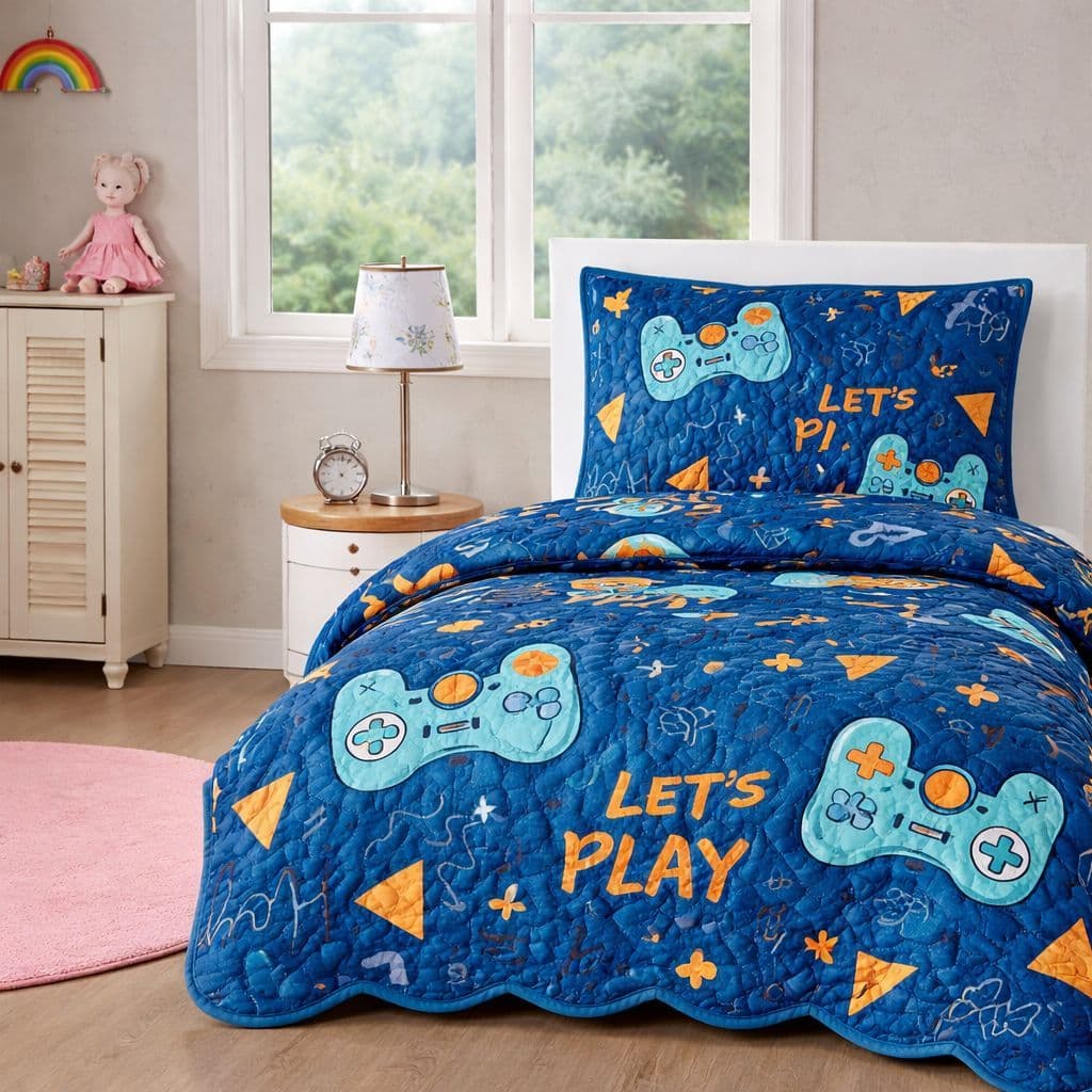 Colcha Infantil Dupla Face Premium com Viés 1,60m x 2,40m