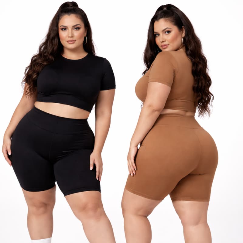 Kit 1| 2 Bermuda Plus Size Feminina Suplex Cintura Alta Academia Fitness Modeladora G1 G2 G3 |142|