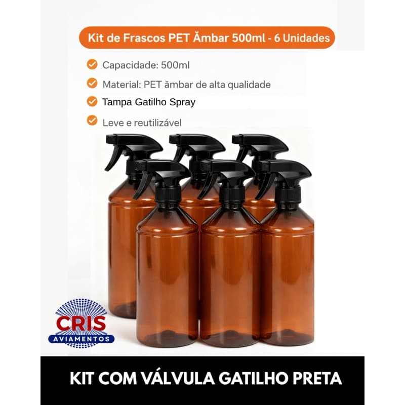 KIT FRASCO PET ÂMBAR 500ml 6 UNIDADES