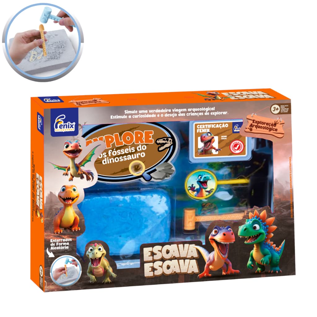 Kit Arqueologista Infantil Escava Fóssil Dinossauro Diversão