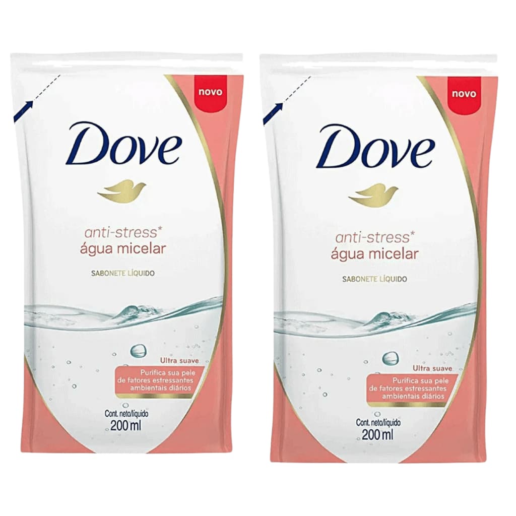 Kit 2 Refil Sabonete Liquido Dove Anti-Stress Água Micelar  200ml cada