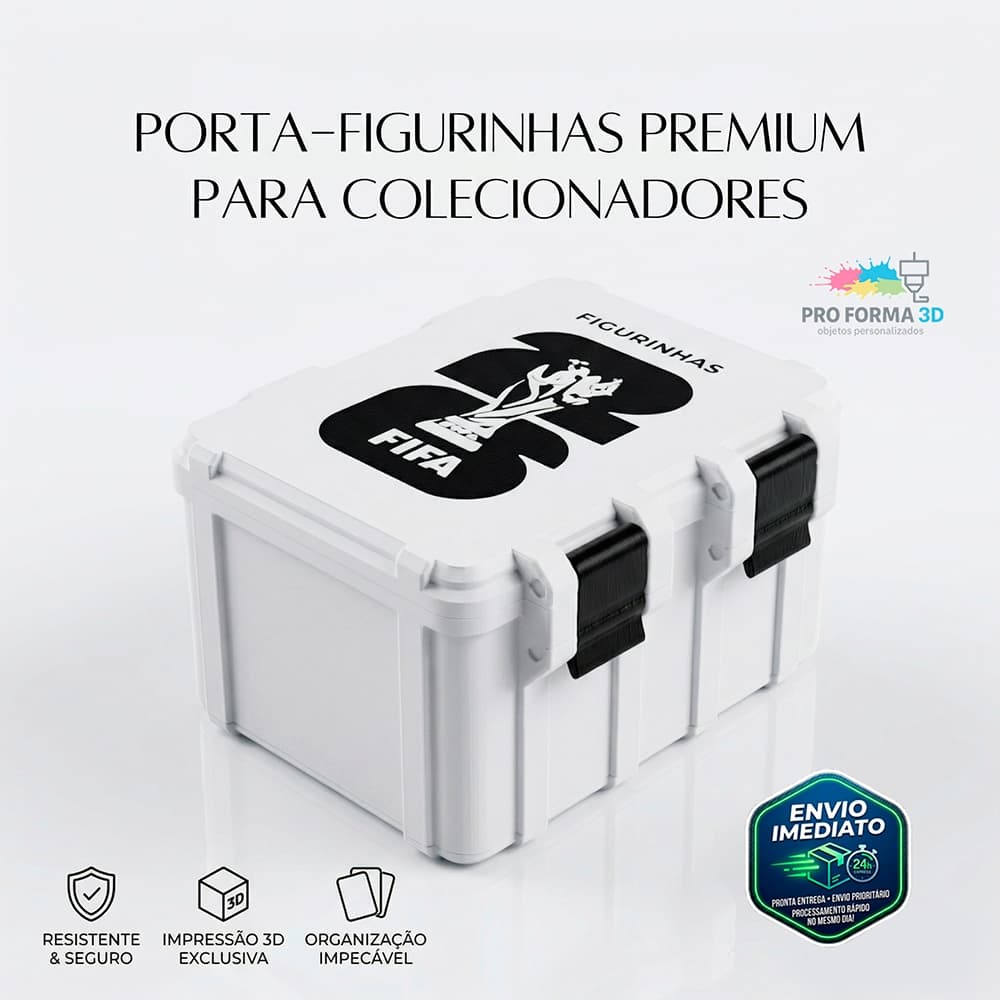 Caixa Porta Figurinhas Copa 2026 Estojo Reforçado com Trava | Organizador de Cards Futebol