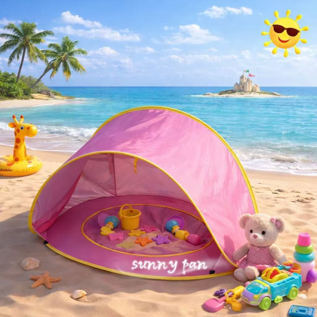 ⛱️Barraca  Infantil Praia com Piscina Integrada  Proteção UV Dobrável Portátil para Bebês e Crianças  Brinquedo de Verão