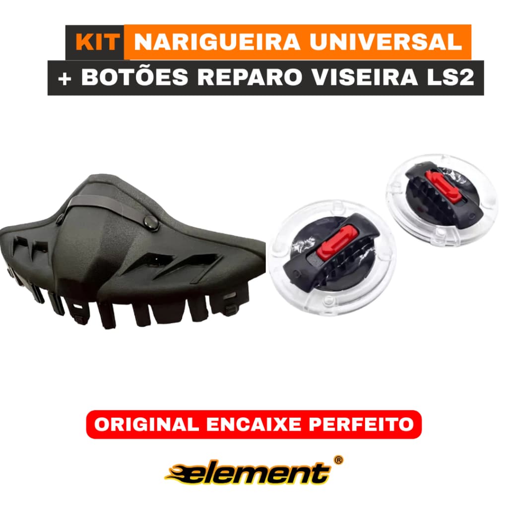 Narigueira Capacete Universal Com Clip + Kit Reparador Viseira Ls2 Element