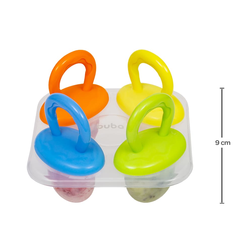 Forma Para Picolé Buba Infantil Bebê 4 Forminhas Frutas Geladinho