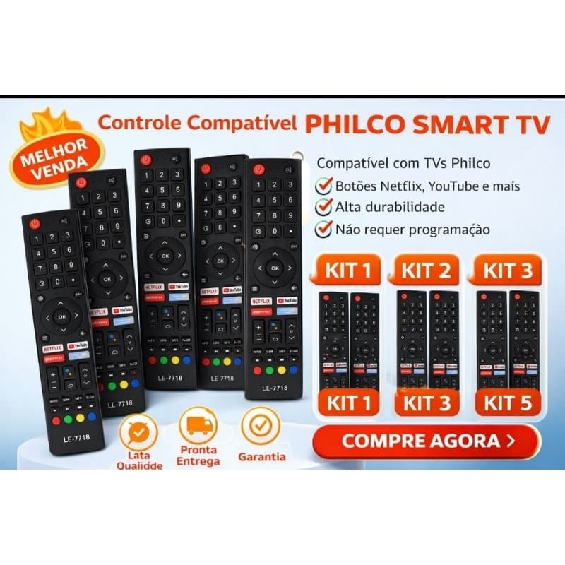 Controle Remoto para TV LED  Smart  Netflix / Youtube / Globo Play / Prime Vídeo - Substituto Compatível