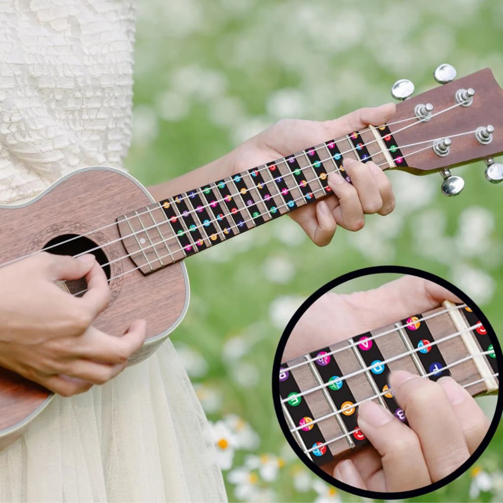 Adesivo Aprenda Fácil Escala  Notas e Nomes de Notas Recorte e Cole para Ukulele para Iniciantes, Autocolantes