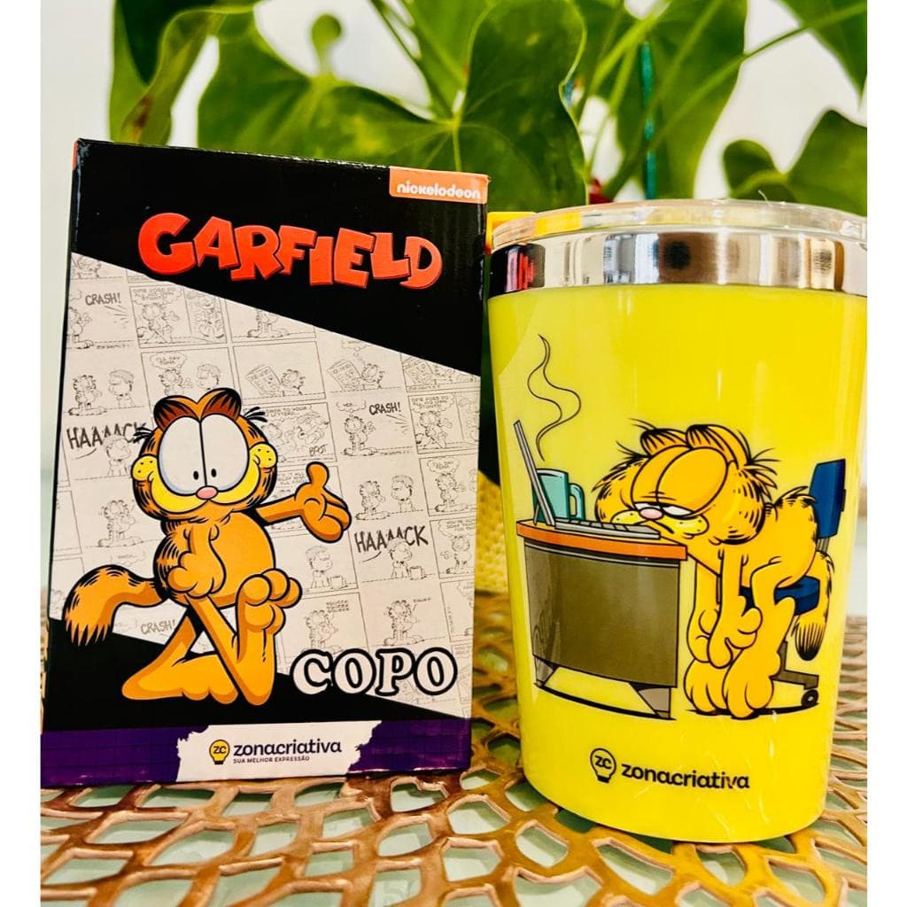 Copo Térmico 300ml Garfield Oficial ZonaCriativa Copo Café Chá Portátil Quente e Frio 🐾