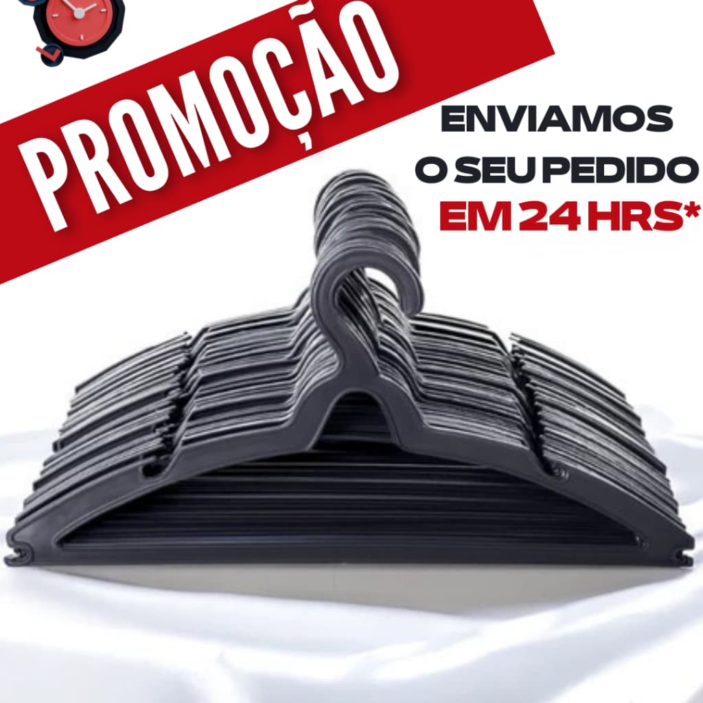 Cabide Premium Adulto Preto Kit Cabides Reforçados Resistente Organizar Roupas
