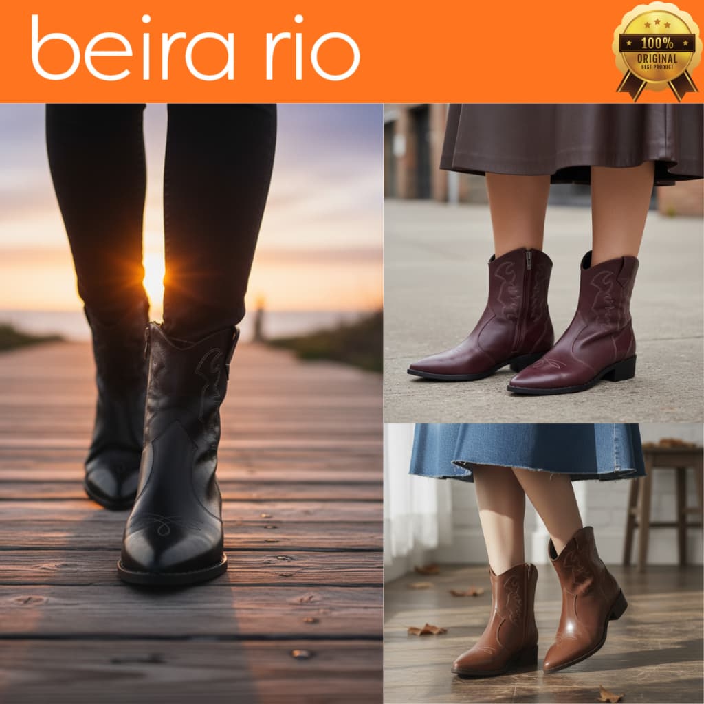 Bota Feminina Beira Rio Country Western Salto Baixo Bico Fino Original 9091201