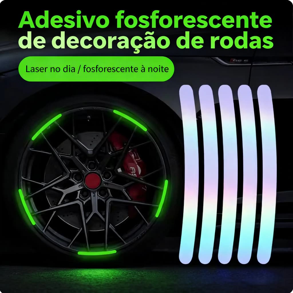 Oferta! 20x Adesivos Refletivos para Roda - Universal, Aumenta Visibilidade Noturna, Super Preço
