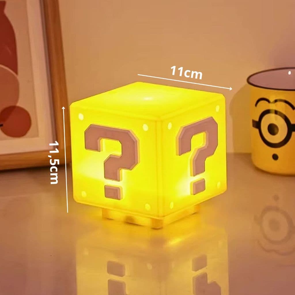 Super Mario Bros LED Ponto De Interrogação Tijolo Luz Noturna Carregamento USB Lâmpada Mesa Decorativa