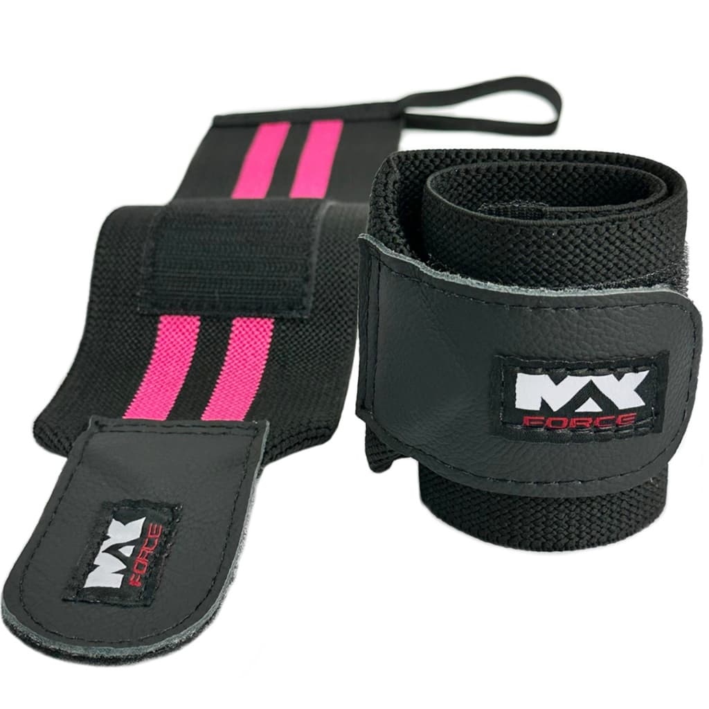 Munhequeira Faixa de Pulso Elástica 30cm Par Rosa Pink Crossfit Max Force