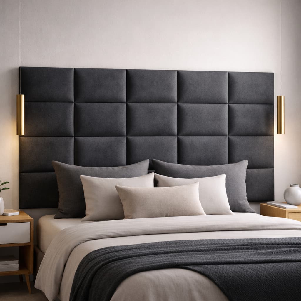 Cabeceira Modular Estofada 40x30 Adesiva Kit Cama Box Casal Queen King Suede Premium - ENVIO FULL
