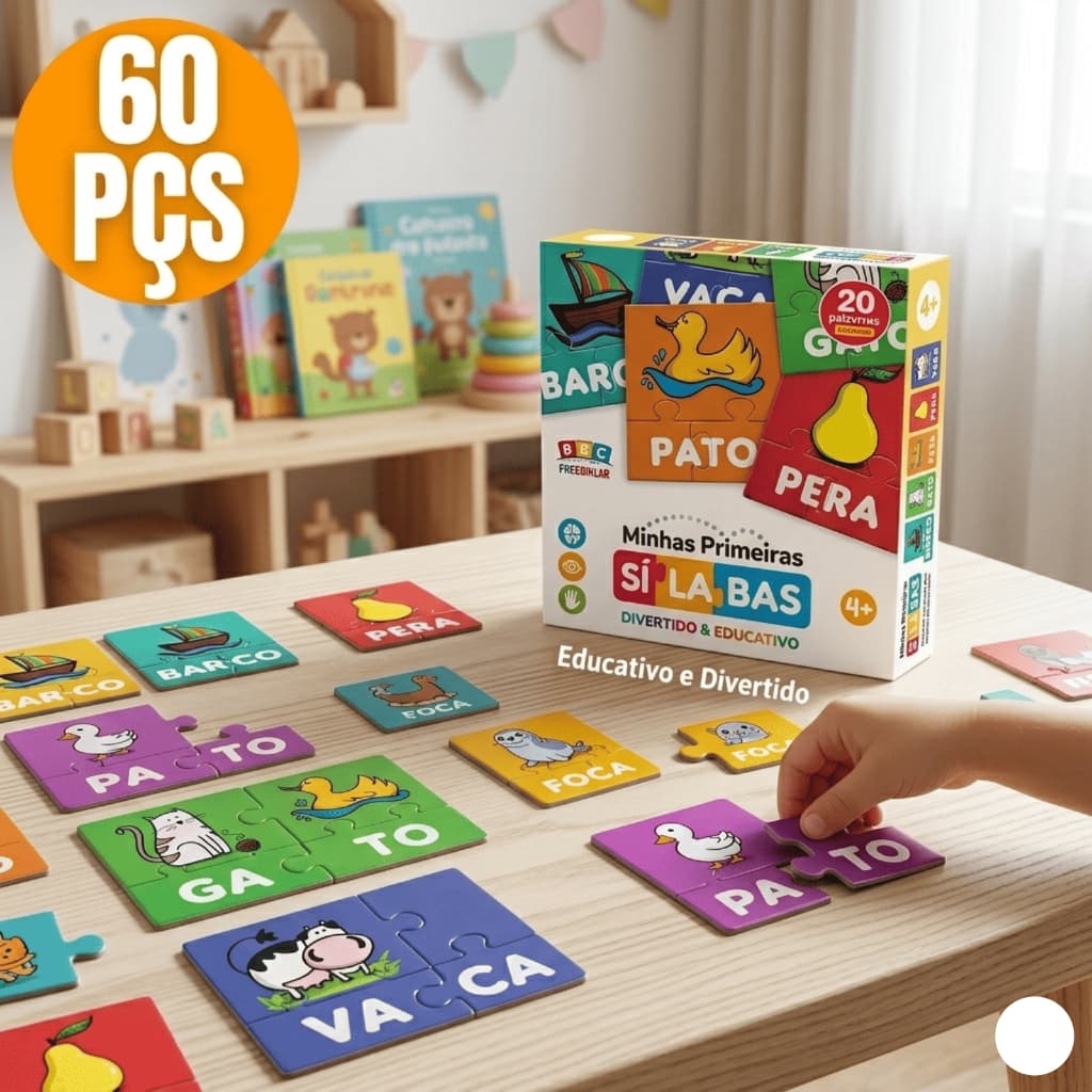 Jogo Didatico Educativo Pedagógico Quebra Cabeça Soletrar Silabas Infantil