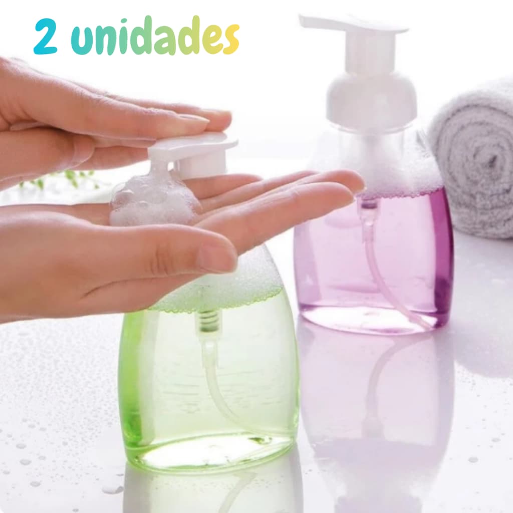 Kit 2 Dispenser de Sabonete Líquido Frasco com Bomba Espumadora 300ml