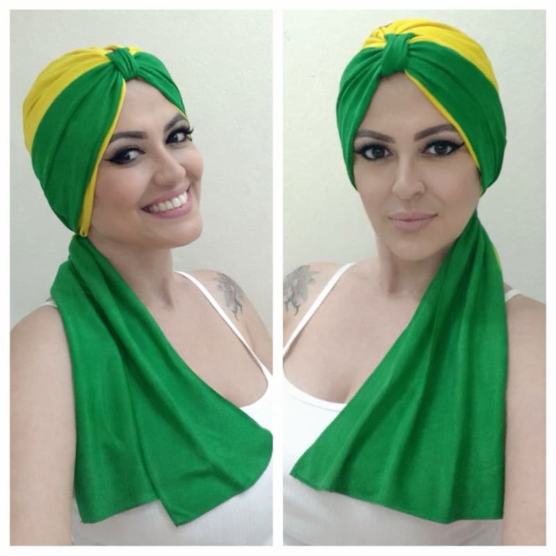 TURBANTES“BRASIL/PAIXÃO/VERDE e AMARELO/TURBANTES ESTILOSOS