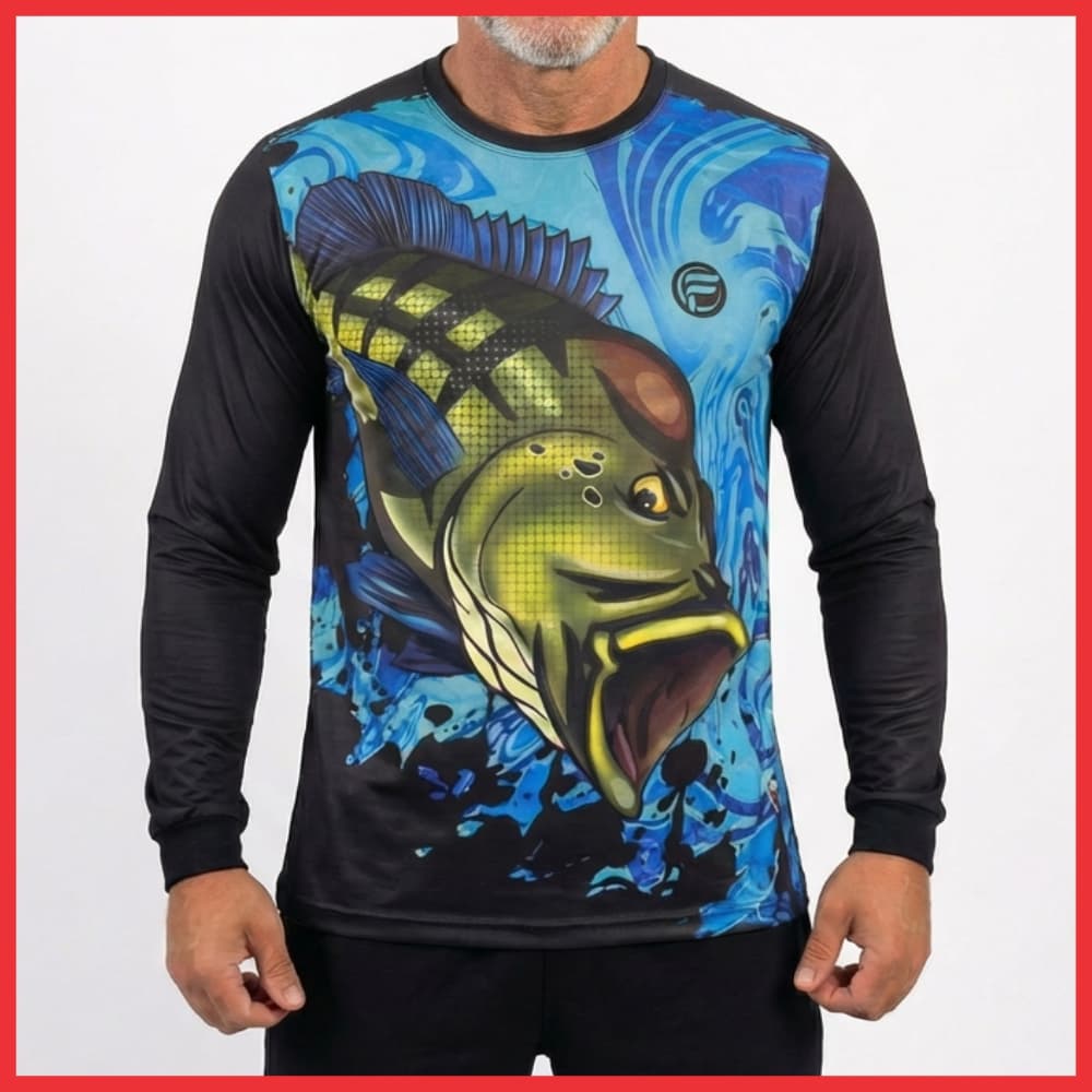 Camisa de Pesca Proteção Solar Uv50 Blusa Com Tecido Dry fit Camiseta Peixe DE Pescaria