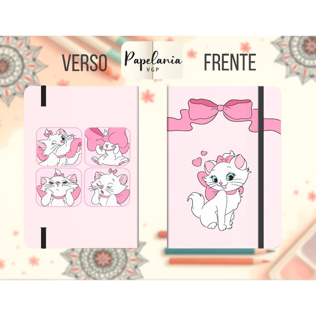 Caderno Marie Gatinha Rosa 14x21 – 80 Folhas Papel Pólen 90g