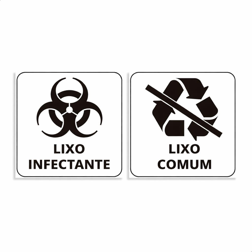Adesivo Lixo Vinil Lixo Infectante e Comum Impermeável Identificação