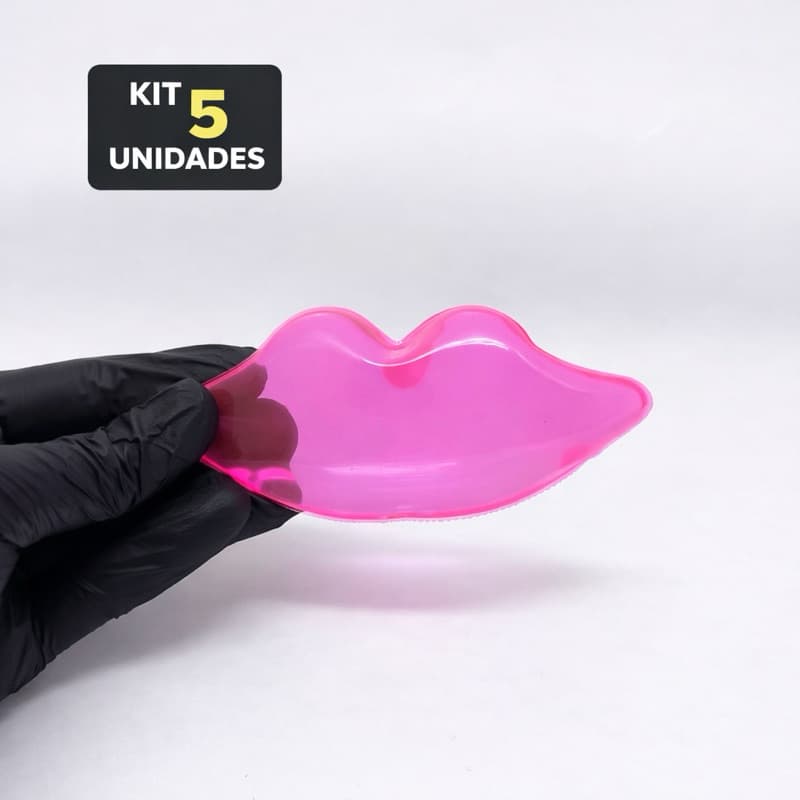 Kit com 5 Gelos Formato Boca Rosa Bolsa Gel Sachet Reutilizável Estética 5 Unidades 11,00 x 4,50 cm