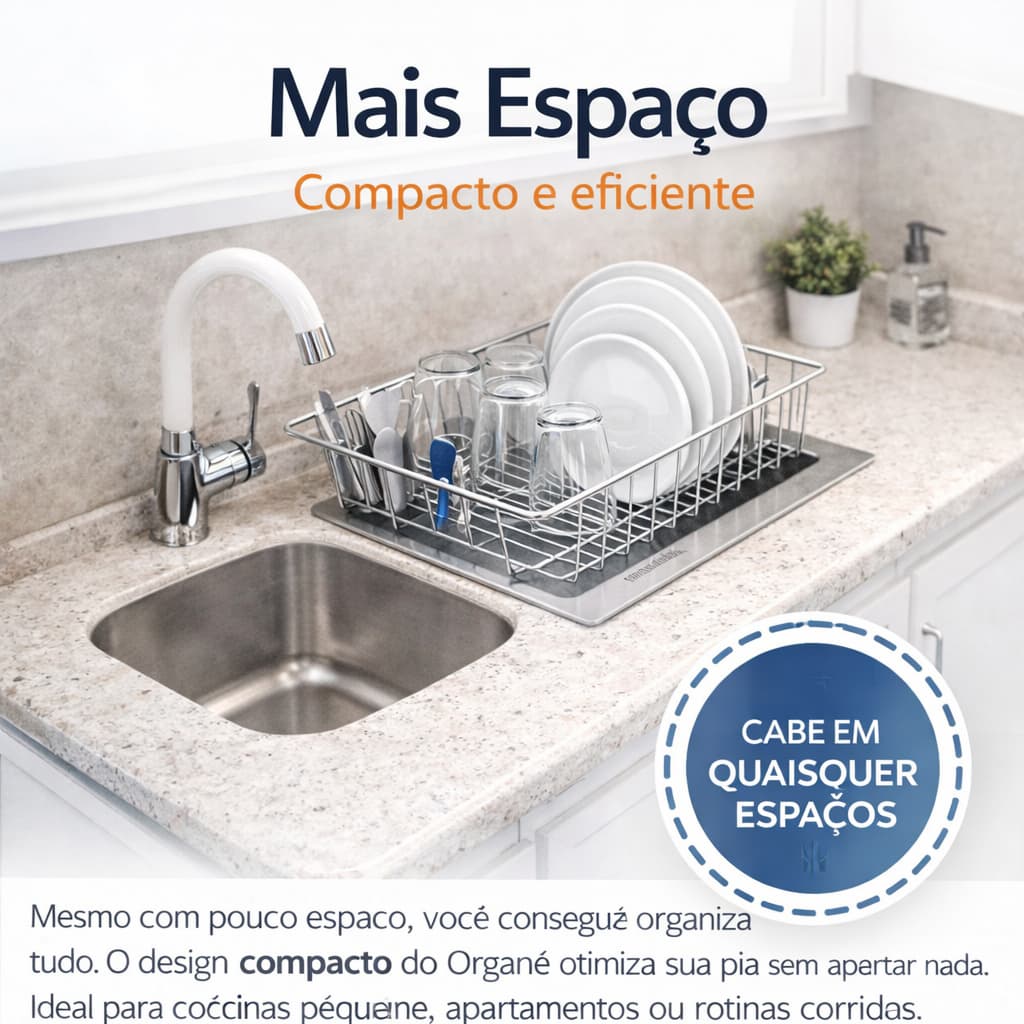 Escorredor de Louça Aramado Organé Cuisine | Rack Antiderrapante Resistente Cozinha Compacto