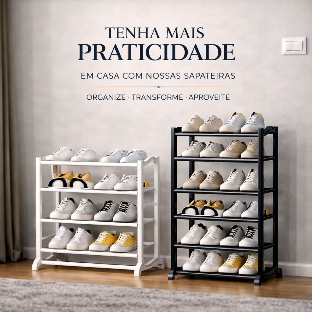 Sapateira Organizadora 10 Andares Multiuso Vertical para 20 Pares com Estrutura Resistente