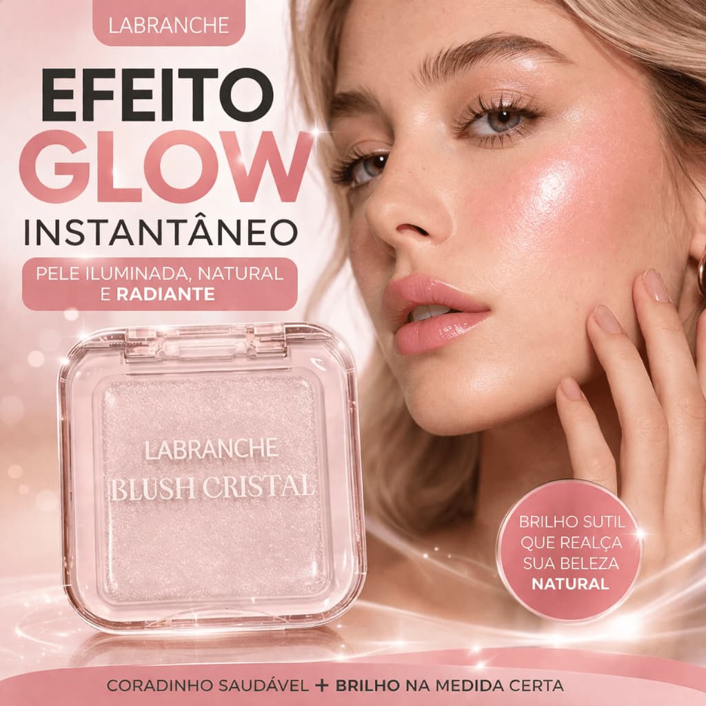 Blush Mágico Cristal 3 em 1 Labranche Natural Corado Iluminador Cremoso Glow
