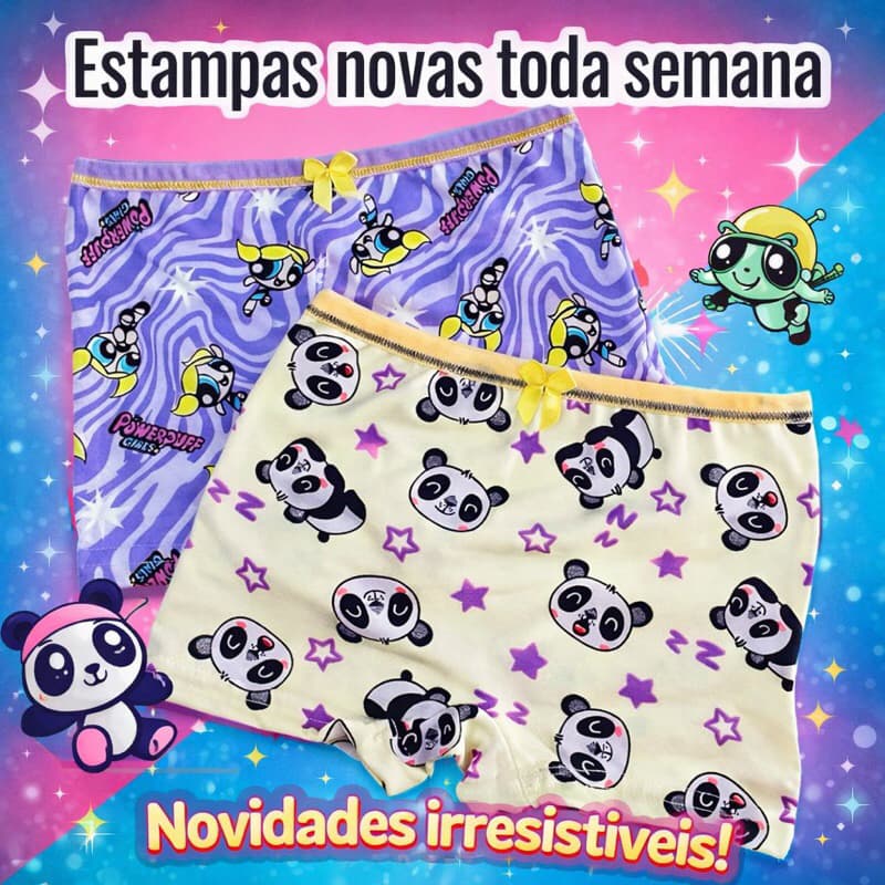 kit 10 Shortinho box menina calcinha boxer confortável