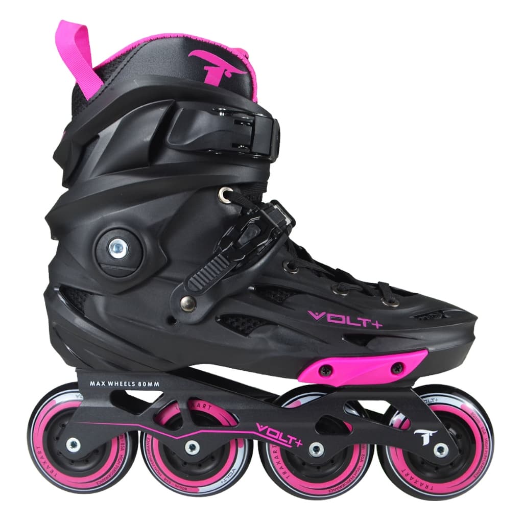 Patins Volt + 2.0 Rosa Inline Freestyle Traxart 80mm Abec-9 Urban Avançado Hardboot Profissional