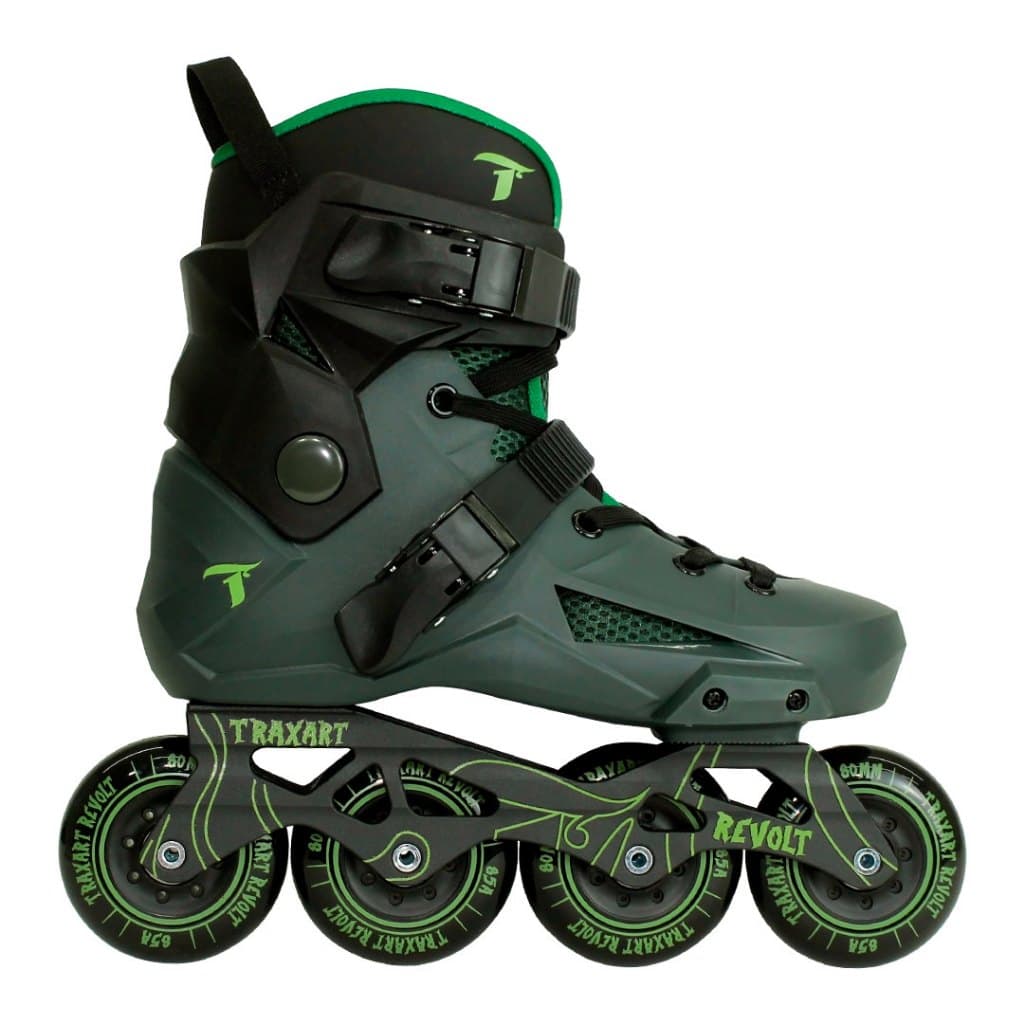 Patins Lançamento Revolt Verde Green Traxart Inline Profissional Roller Hardboot Masculino