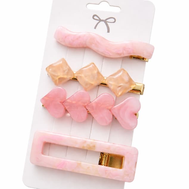 Kit 4 Presilhas de Cabelo Marmorada Feminina Delicada Acessórios Femininos Moda Tendência